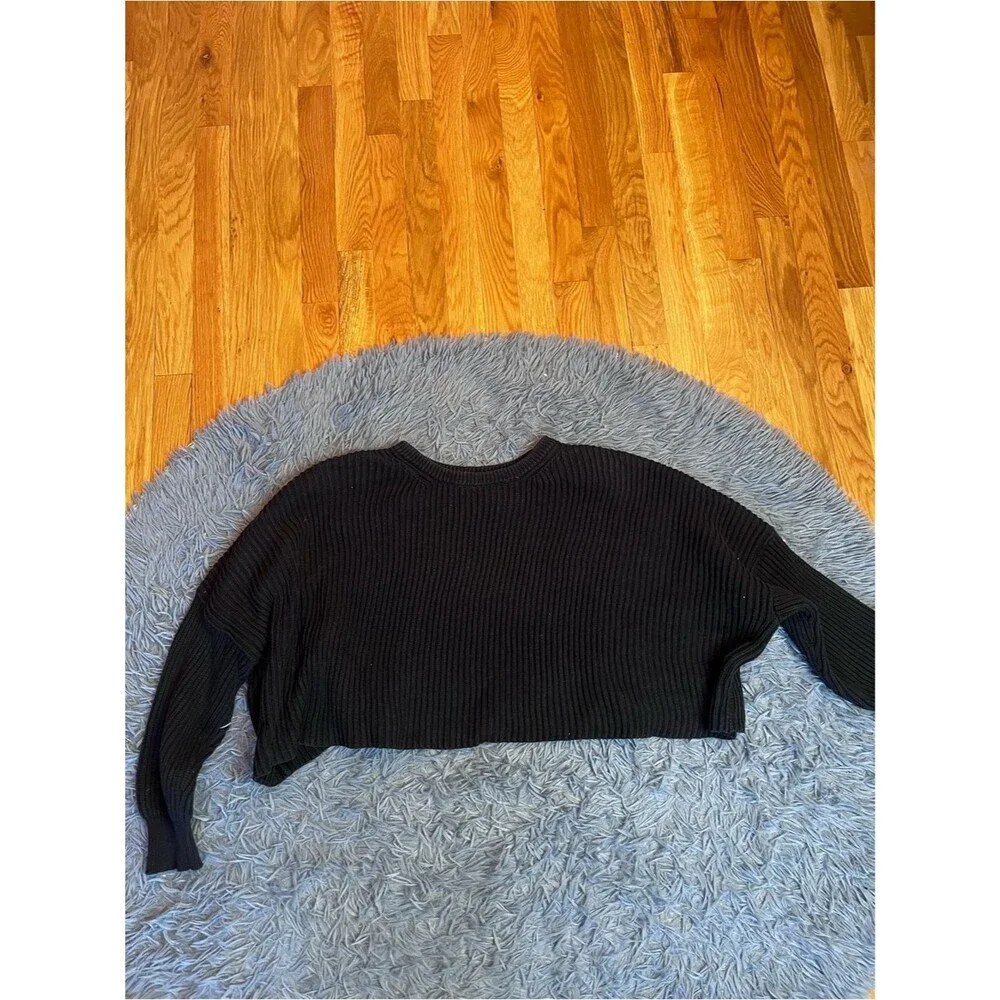 Free People Black Extra Oversized Cropped Sweater Size S